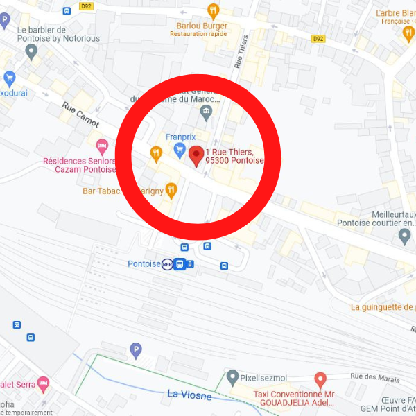 La localisation de l'agence Régie portage à Pontoise