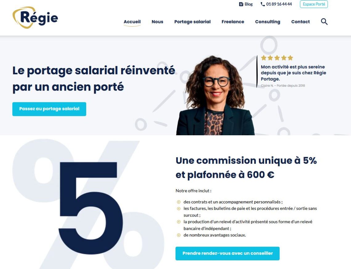 Capture du site internet regie-portage.fr