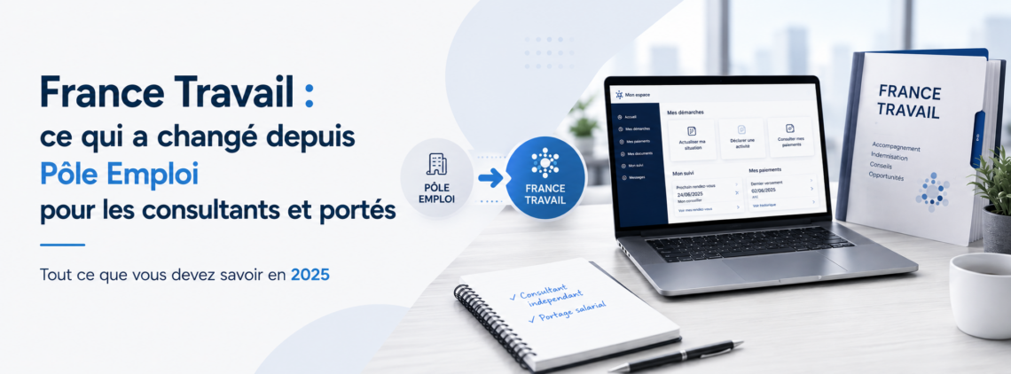 Bannière France Travail ce qui change pour les consultants et le portage salarial - Regie-Portage.fr