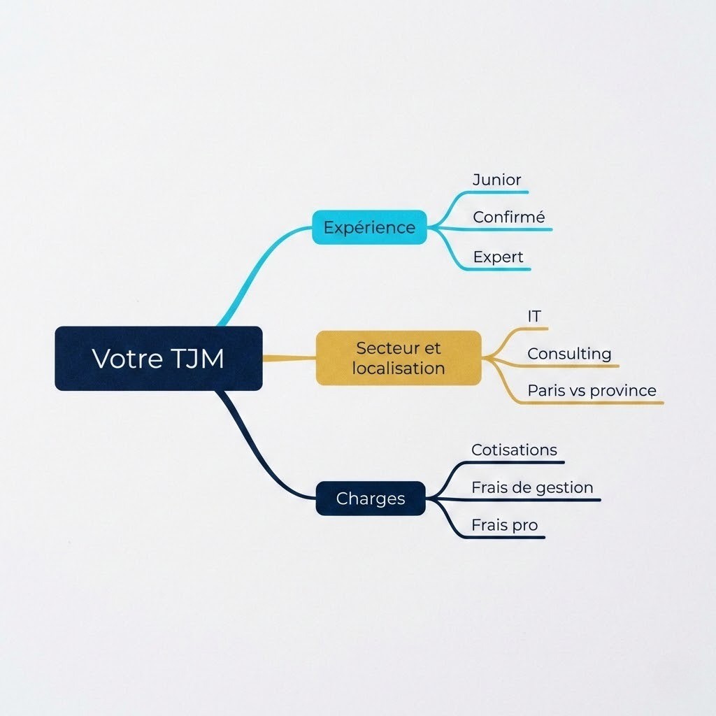 Infographie des critères pour fixer son TJM en freelance
