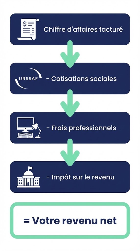 Calcul du salaire freelance : différence entre chiffre d’affaires et revenu net selon le statut