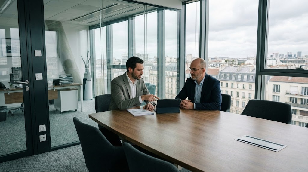 Expert senior en consultation avec un client
