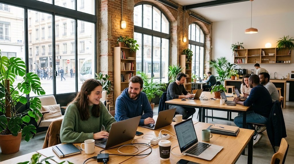 Freelance en coworking en région travaillant sur son TJM